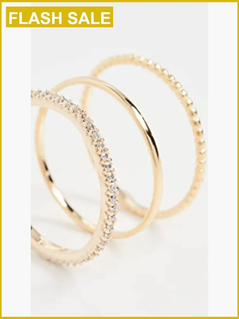 Stackable Ring Set - 3 Pieces, Vermeil & CZ, Size 6